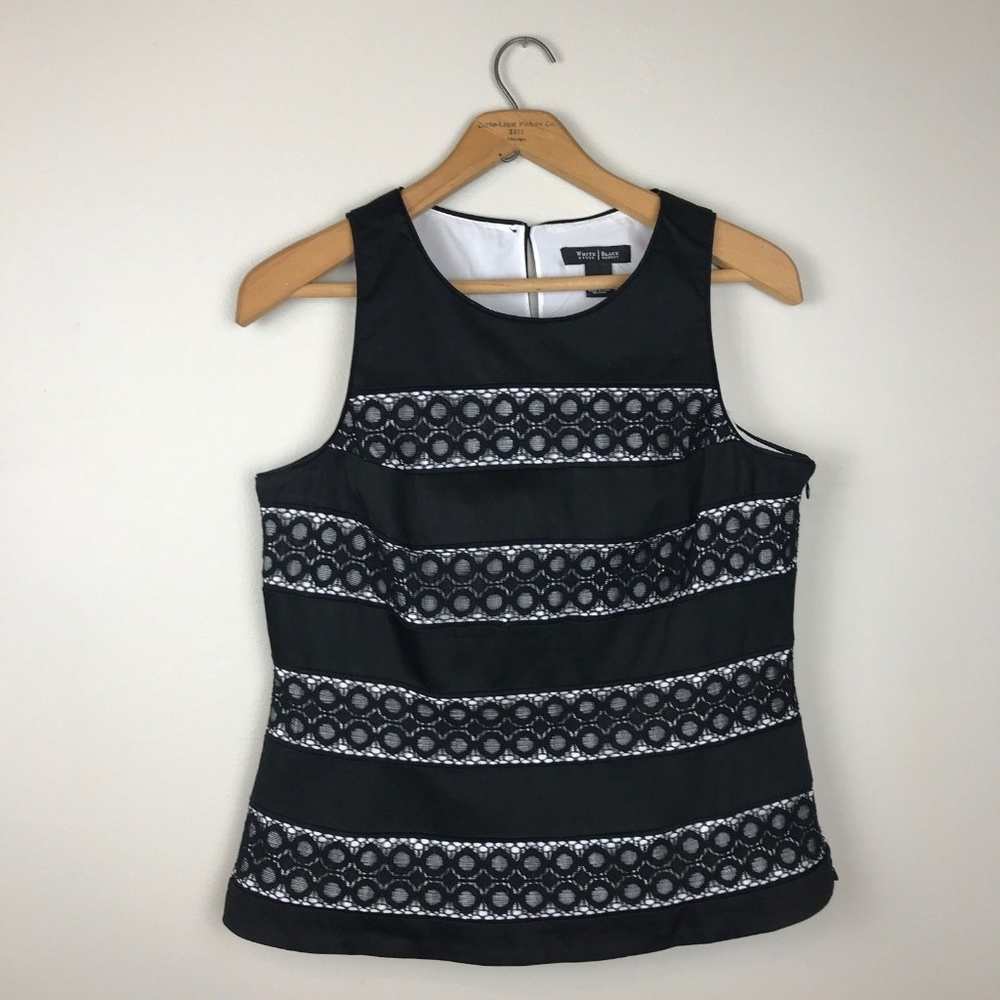 White House Black Market Sleeveless Top Black Lace